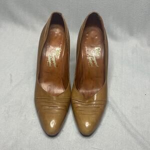 Rosina Ferragamo Schiavone Vintage Brown Leather Heels Size 8.5